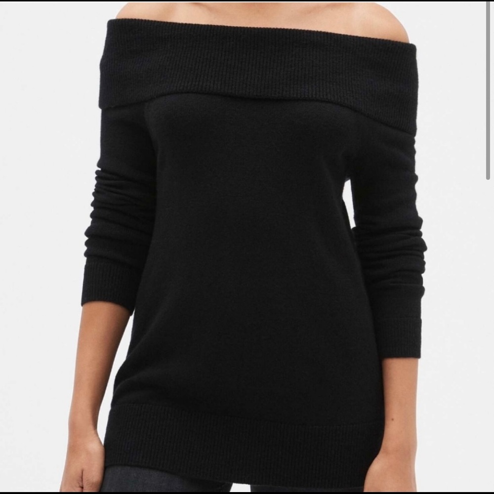 GAP Black Off-Shoulder Cowl Sweater